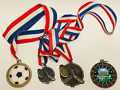 Vintage Lot Of 4 Sports Related 2 Soccer 2 Track Metal Medals From The 1990s • $24.95
