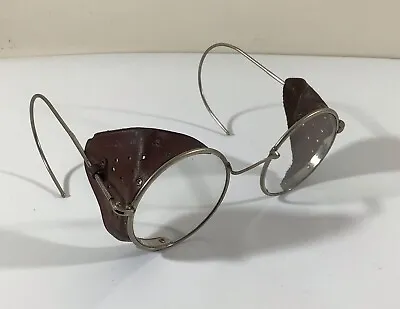 Vintage Willson Safety Goggles Glasses W/ Leather Side Shields Steam Punk • $19.99