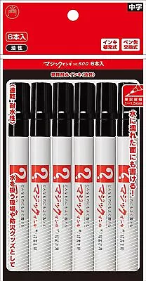 Teranishi Magic Ink Permanent Pen No.500 Fine Writing Medium Black 6 M500-T1-6P • $19.98