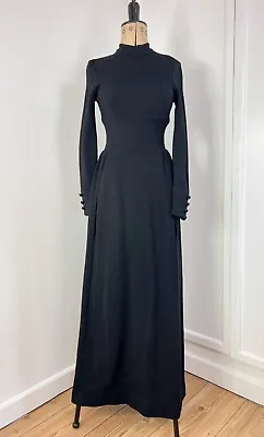 Vintage Dress Jean Varon Liberty Of London 60s 70s Black Maxi Victorian Small 8 • £45