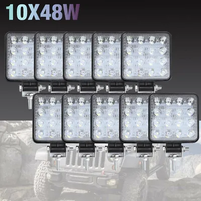 10x 48w Work Lights CREE Spot Flood LED Bar 4WD 12V 24V Reverse Driving Lamp  • $50.99