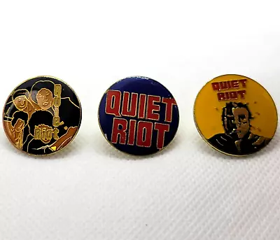 Vintage Quiet Riot Buttons Metal Rock Band Pins Lot Of 3 FREE SHIP • $20