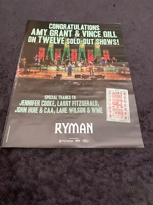 AMY GRANT VINCE GILL 2023 Congrats Ad For 12 Sold-out Shows At Ryman PNC Bank • $3.98