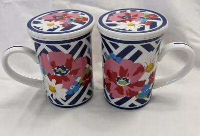 Vera Bradley Summer Cottage Porcelain Coffee Tea Mug Cup Cover Lid Floral • $19.99