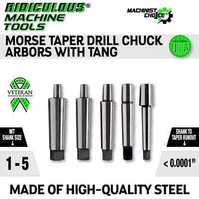 MT2 To JT0 Drill Chuck Arbor With Tang- High Quality Morse Taper • $16.57