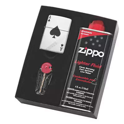 Zippo Refillable Windproof Design Metal Lucky Ace Gift Set With Fluid And Flints • $119.95