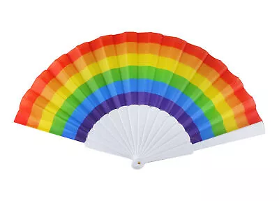 Pride Rainbow Folding Fan - Costume Accessory Fancy Dress Up LGBT Festival Gay • £2.99