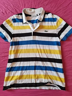 Mens Lacoste Sport Polo Tshirt Size 4 Medium Great Condition Striped Rrp £95 • £14.99
