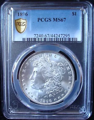 1896 Morgan Silver Dollar - PCGS MS 67 - Gold Shield • $1527