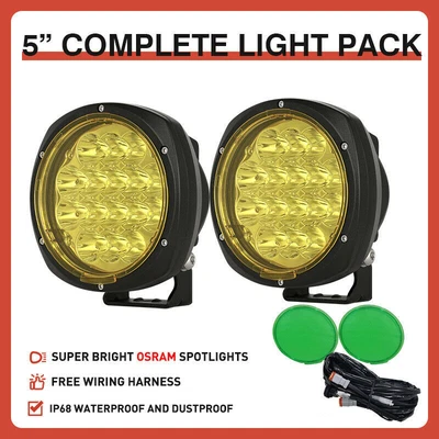 $63.98 • Buy Pair 5 Inch LED Driving Lights Spot Yellow Green Fog Lamp Work Offroad SUV Truck