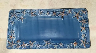 Ceramic Starfish Long Platter/Tray/Dish BLUE Glaze Pot Pourri Shells Decor  • £12.99