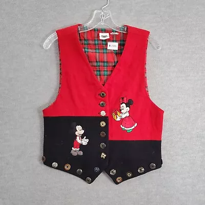 Disney Women Vest 8 Red Colorblock Wool Blend Mickey Minnie Mouse Christmas • $24.97