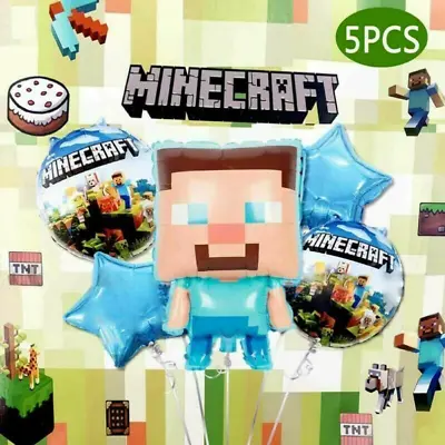 £6.19 • Buy 5PC MINECRAFT Gaming FOIL BALLOONS Birthday Party Supplies Set Decoration UK