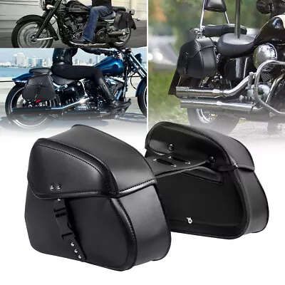 Black Side Saddle Bags Saddlebags For Harley Dyna Sportster XL883 1200 Softail • $65.99