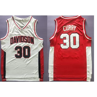 Retro Vintage Throwback Curry # 30 Davidson College Basketball Jersey Embroidery • $26.99