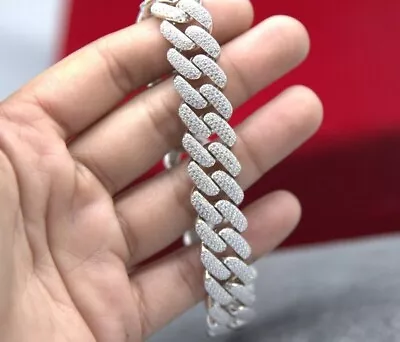 7.00CT Round Lab Created Diamond Miami Cuban Link Bracelet 14k White Gold Plated • $269.09