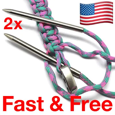 2pcs 3  Lacing Needle 550 Paracord FID Stainless Weaving Laces Strings Type III • $7.90