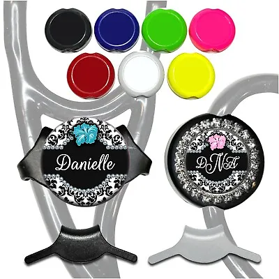Stethoscope Tag Personalized Damask Flower (8 Colors) Name Id For Nurse Doctor • $25.70