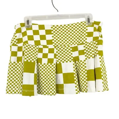 Urban Outfitters Y2K Green & White Checkered Print Pleated Micro Skirt - Large • $24.99