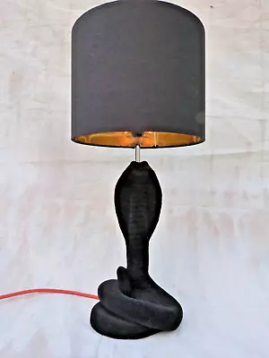 Abigail Ahern Cobra Table Lamp With Shade Black Flocked Snake • £29.99