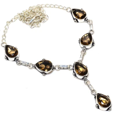 $10.98 • Buy Smoky Topaz Gemstone 925 Sterling Silver Jewelry Necklace 18  V929