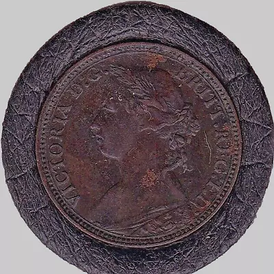 Sharp  1875  H   One  Farthing  (1/4d)   Bronze   Coin  Queen  Victoria • $0.99