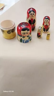 Hand Painted Wooden Russian Nesting Matryoshka Dolls Set Of 5 • $8