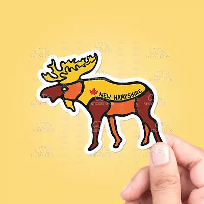 New Hampshire Fall Moose Vinyl Sticker -  Vinyl Decal Laptop Sticker Car Decal • $3.88