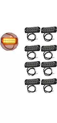 8 X 12-LED Strobe Emergency Lamps Surface Mount Flashing Lights- Amber Yellow • $17.95