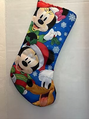 Disney Mickey Mouse Minnie Mouse & Pluto Blue Christmas Stocking • $12