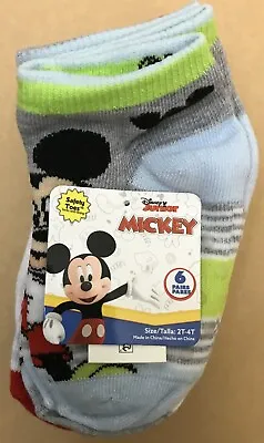 Toddler Mickey Mouse Socks With Grips 2T - 4T (6 Pack) Multicolor • $2.75