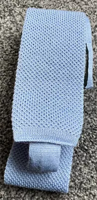 £15 • Buy Mens Light Blue Textured Flat End Wool Mohair Alpaca Blend Vintage Tie