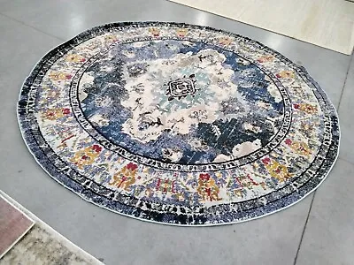 GREEN / BLUE 8' X 8' Round Back Stain Rug Reduced Price 1172745677 MNC243F-8R • $102