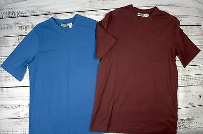 Lot Of 2 Kingsize L Tall Men’s V-neck Pocket T Shirt Relaxed Fit Blue And Red • $19