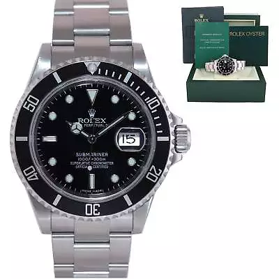2008 ENGRAVED REHAUT Rolex Submariner Date 16610 Stainless Steel Black Watch • $8992.13
