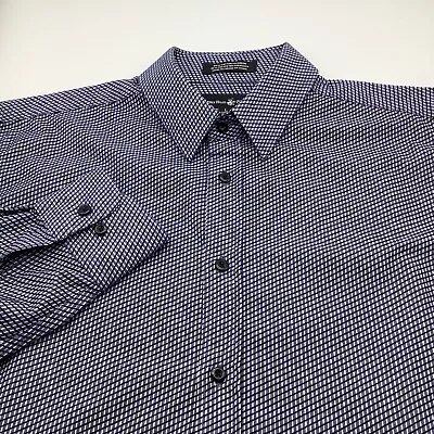 Beverly Hills Polo Club Mens Long Sleeve Button Up Blue Striped Shirt Sz Large • $18.95