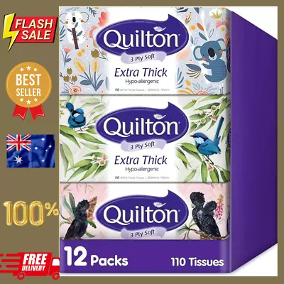 Quilton 3 Ply Extra Thick Facial Tissues Hypo-allergenic (12 Boxes Of 110 Tissue • $28.90
