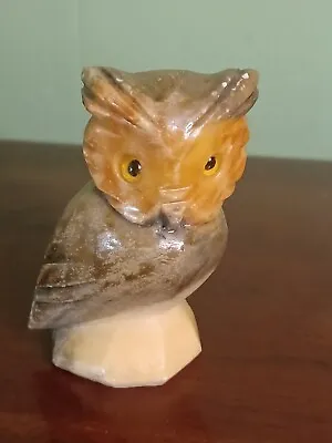 Vintage Italian Alabaster Owl Figurine Hand Carved  Approximately 3 “  • $8.60