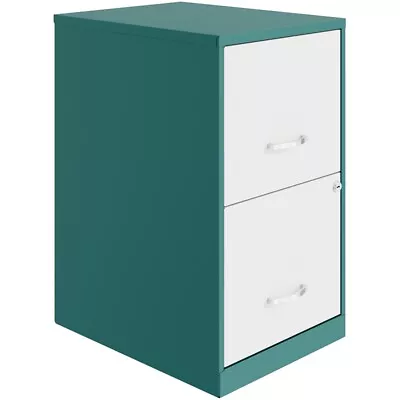 Space Solutions 18in. 2 Drawer Metal File Cabinet In Teal/White • $89.66