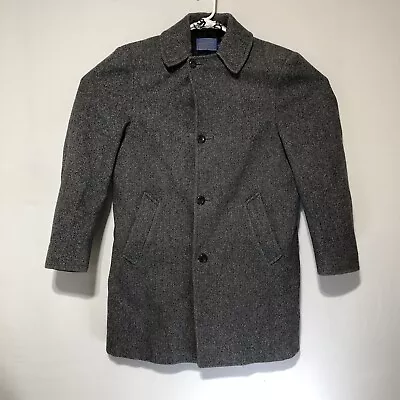 PENDLETON Mens Virgin Wool Tweed 4 Button Lined Trench Pea Coat Jacket Sz 40 VTG • $78.83