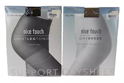 Nice Touch Hug-alon Daysheer & Leg Toning Support Pantyhose Size D Lot Of (2) • $11.75