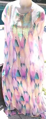 Victorias Secret Rare Vintage  Sequin🌹Caftan Coverup Dress S M Watercolor Long • $99.99