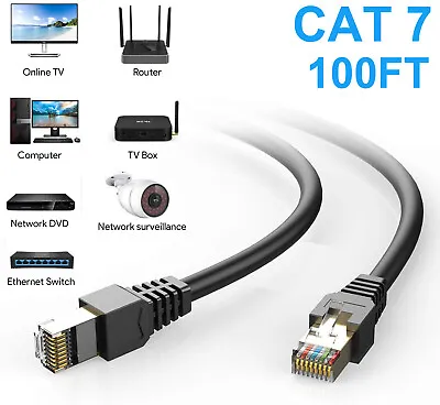 100FT CAT7 S/FTP Network Outdoor UV Copper IP PoE Ethernet Cable Waterproof RJ45 • $39.99