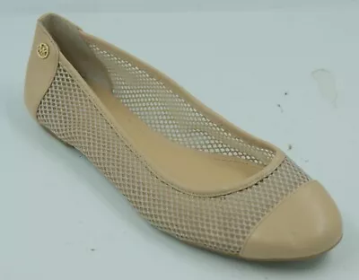 Michael Kors Joni Women's Shoes Sz 7M Beige Leather Trim Slip-On Ballet Flats • $38.49