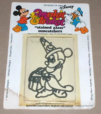 1981 Makit & Bakit / Disney Mickey Mouse Sorcerer Stained Glass Suncatcher Frame • $12