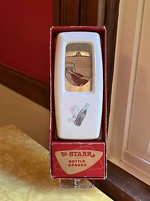 Vintage Starr Coca Cola Logo Bottle Opener With Cap Catcher 1950s New In Box • $45