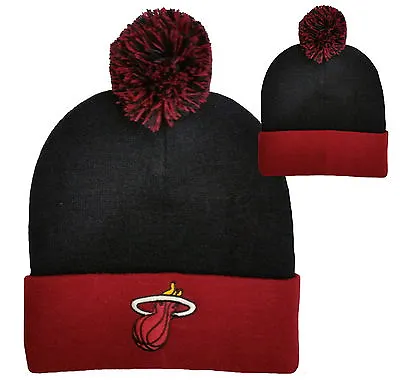 Miami Heat Beanie WARM KNit HAT With Pom NBA Miami Heat NBA LICENSED HOLOGRAM • $19.50