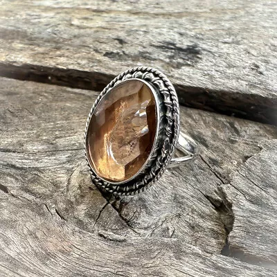 Pretty Faceted Morganite Sterling Silver Mother's Day Ring AAA+Gamestone VV-159 • $11.48