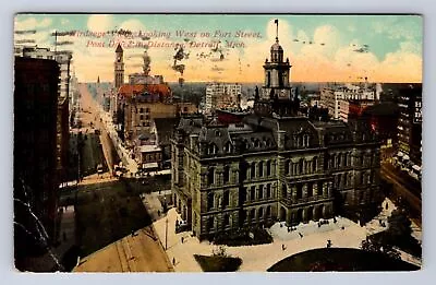 Vintage City Hall Detroit Michigan Largest In Us Aerial View Postcard Ft • $2.24