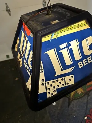 Vintage Miller Lite Beer Poker Pool Table Bar Light Hanging Plastic Sign 1992 • $99.99